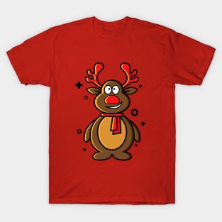 Cute Rudolf on Christmas T-Shirt